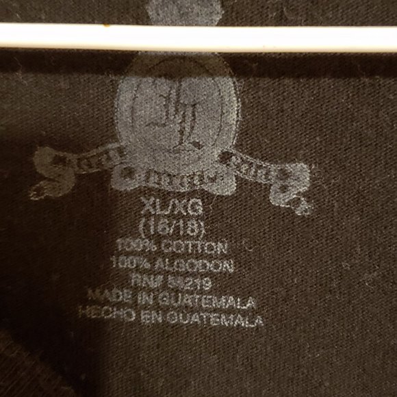 Black short sleeve shirt, Size XL (16-18), Gold, Blue, Pink & purple design - Picture 10 of 11